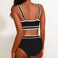 thumbnail image 6 of Atogsazn Women's High Waisted Bikini Sets Sporty Two Piece Swimsuits Color Block Cheeky High Cut Bathing Suits 01-Black L, 6 of 7