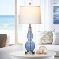 thumbnail image 6 of 27.5" Coastal Blue Glass Double Gourd Table Lamp Set of 2,3-Way Dimmable Touch Control Bedside Lamps with USB Ports and AC Outlet, Nautical Nightstand Lamps for Bedroom Living Room, 6 of 14