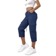 thumbnail image 2 of YanHoo Womens Cargo Capris Elastic Waisted Drawstring Workout Capri Pants Outdoor Hiking Cropped Trousers with Pockets, 2 of 7