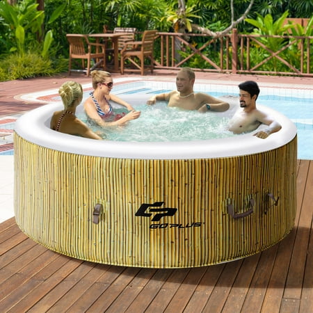 Goplus 4 Person Inflatable Hot Tub Jets Bubble Massage