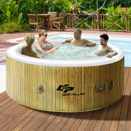 Goplus 4 Person Inflatable Hot Tub Jets Bubble Massage (Best Cedar Hot Tubs)