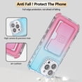 thumbnail image 4 of Card Slot Gradient Color Transparent Phone Case for iPhone 16 Plus, Soft TPU Shockproof Anti-Fall Slim Hard PC Back Cover with Tempered Glass Lens Protector for iPhone 16 Plus - Skyblue+Pink, 4 of 8
