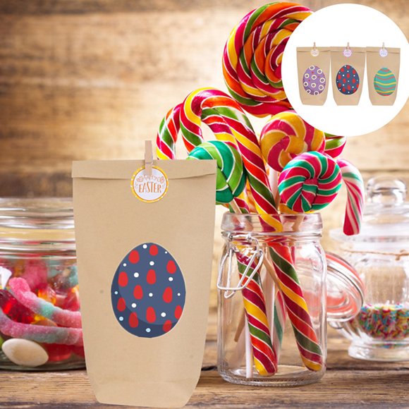 Moluckfu 500Ud Etiquetas Decorativas De Pascua Para Sellar Bolsas De Dulces Y Regalos Coloridos