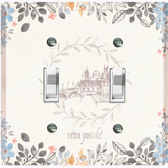 Metal Light Switch Plate Cover Vintage Retro Postal Floral Card FLW123