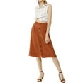 thumbnail image 2 of Unique Bargains Women's Button Front High Waist Belted Flare Midi Skirt, 2 of 7