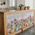thumbnail image 6 of Easter Tier Curtains 24 Inch Length, Retro Spring Bunny Eggs Tulip Farm Wooden Grain Cafe Short Curtains for Bathroom Over Sink, Small Kitchen Curtain Light Filtering Drapes 2 Panels 27.5"Wx24"L, 6 of 8