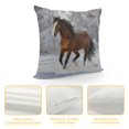 Heduofu Throw Pillow Cover Brown Horse Running Horse Cool Animal Snow