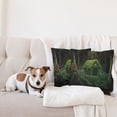 thumbnail image 4 of Ambesonne Green Throw Pillow Cover 2 Pack, Surreal Forest House, 20", Hunter Green Army Green, 4 of 7