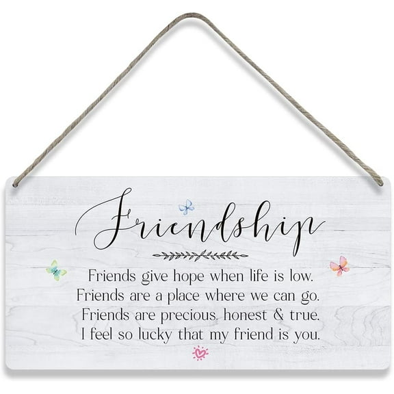 Country Style Wall Decor Friendship Wooden Signs Rustic Friends Give Hope Quote Hanging Wall Plaque Sign Home Decor Presents 10x5 Inch