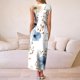 thumbnail image 2 of TaTaai Ladies Casual Solid Color Round Neck Sleeveless Dress Elegant Pleated Detail Knee Length Dress with Functional Pockets Comfortable Loose Fit for Spring Summer Daily Wear Gift, 2 of 5