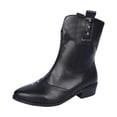 thumbnail image 3 of Taqqpue Women's Ankle Boots Plus Size Round Toe Slip On Mid Heel Comfortable Casual Dress Booties for Women Size 5.5-11 Fashion Dress Shoes Fall Winter Footwear Casual Walking Daily, 3 of 10