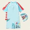 thumbnail image 4 of TOWED22 Newborn Infant Baby Boy Girls Shark One Piece Swimsuit Short Sleeve Zip Up Rash Guard Swimwear Sun Protection Bathing Suits Mint Green,1-2 Y, 4 of 5
