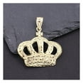 thumbnail image 3 of Diamond-Cut Textured Nugget Style Crown Unisex Adult Pendant 10K Yellow Gold, All Sizes – Goldum NYC, 3 of 4