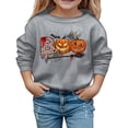 thumbnail image 1 of BXUIDJG Chandail à Capuche pour Enfants Garçon Fille Halloween Dessin Animé Mignon Citrouille Chauve-Souris Imprimé Col Rond Doux Sans Capuche Ample Chaud Chandail Preppy Fille Gris-3-4 T, 1 of 4