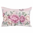 thumbnail image 2 of Watercolor Pink Floral Standard Size Pillow Cover,Pillowcase Protectors with Zipper,Breathable Decorative Throw Pillow Case Cover,Spring Romantic Roses Butterfly Pillow Shams for Couch Sofa 20x26Inch, 2 of 8