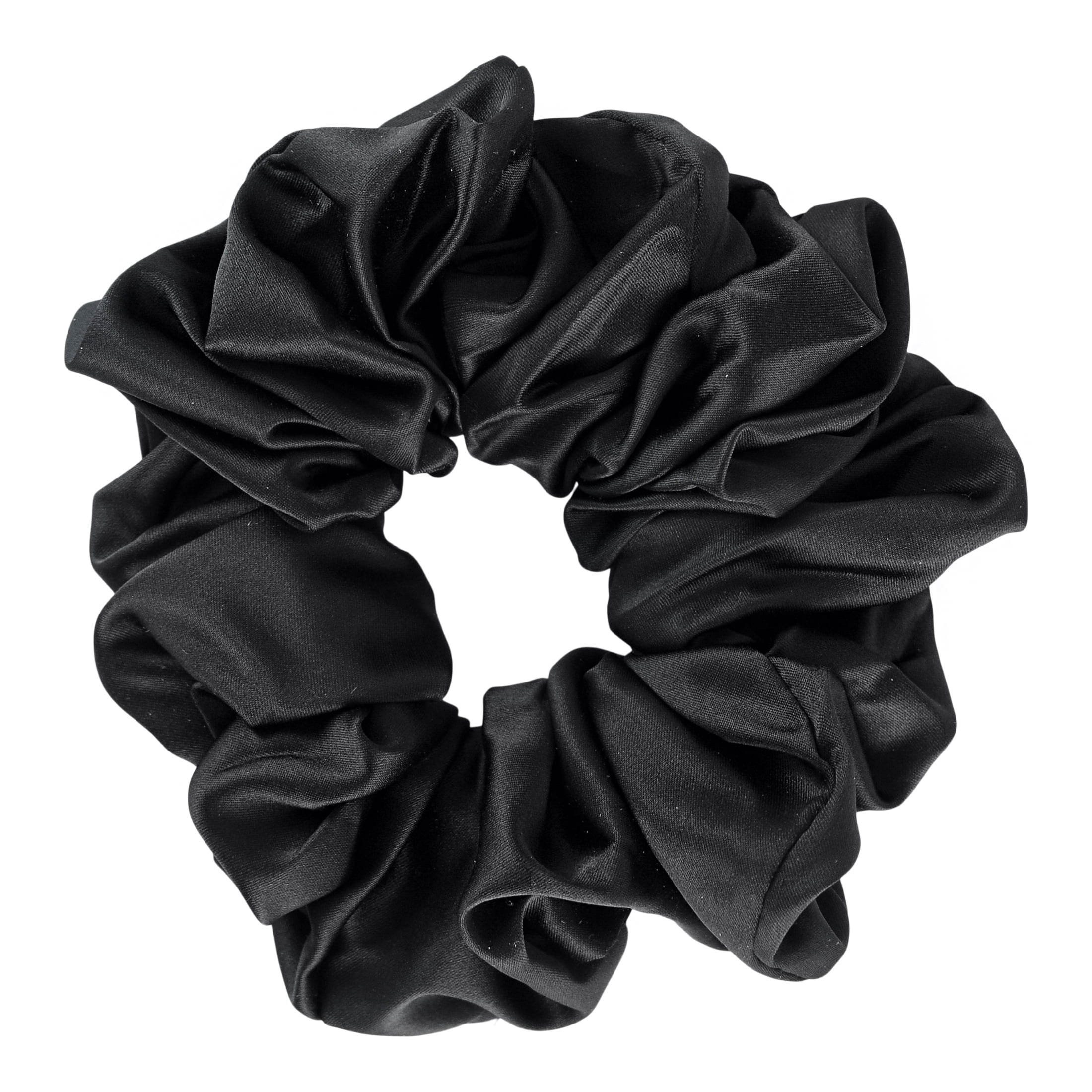 Scunci Original Scrunchie Jumbo Size in Washable Black Nylon Silk-like Fabric, Perfect for Wrist-to-Hair Versatility, 1ct