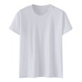 thumbnail image 5 of GEWSEY Women's Summer Short Sleeve Crewneck T Shirts Solid Color Tees Casual Basic Tops (White, L), 5 of 5