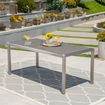 CoSoTower Coral Outdoor Aluminum Dining Table with Faux Wood Top, Gray Finish,Grey