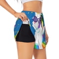 thumbnail image 2 of Bixox Women's Cool Unicorn Star Golden pattern 2 in 1 Running Shorts - Lightweight Athletic Workout Gym Yoga Shorts Liner with Pockets - Small, 2 of 7