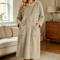 thumbnail image 7 of LEAVINGSUO Nightgowns for Women Plus Size Long Sleeve Pullover Winter Casual Nightgown long dress with plush fabric For Home Use Khaki M, 7 of 7