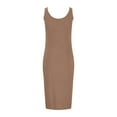 thumbnail image 6 of IROINNID Wedding Guest Dresses for Women Formal Evening Night Dress Round-Neck Sleeveless Straps Floral Color Loose Vest Sling Dress Elegant Sheath Dress,Khaki, 6 of 7