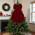 thumbnail image 2 of Shoreew Christmas Bow Tree Topper Ornament Burgundy Velvet Wreath Bows Christmas Hanging Ribbon Gift Bows for Holiday Home Wall Outdoor Indoor Party Decoration, 2 of 7