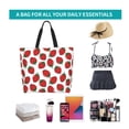 thumbnail image 6 of Pofeuu Hand Drawn Strawberry Print Reusable Grocery Bags - Washable, Foldable, Packable Tote, Large Handles, Heavy Duty, Zippered Top Pouch, 6 of 8