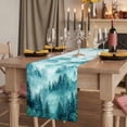 thumbnail image 2 of Table Runners 70 Inches Long Dress Scarves, Teal Mountain Farmhouse Coffee/Dining/Kitchen Table Decor, Holiday Table Runner, Misty Forest Nature Woodland Pine Tree Landscape 13x70 Inch, 2 of 9