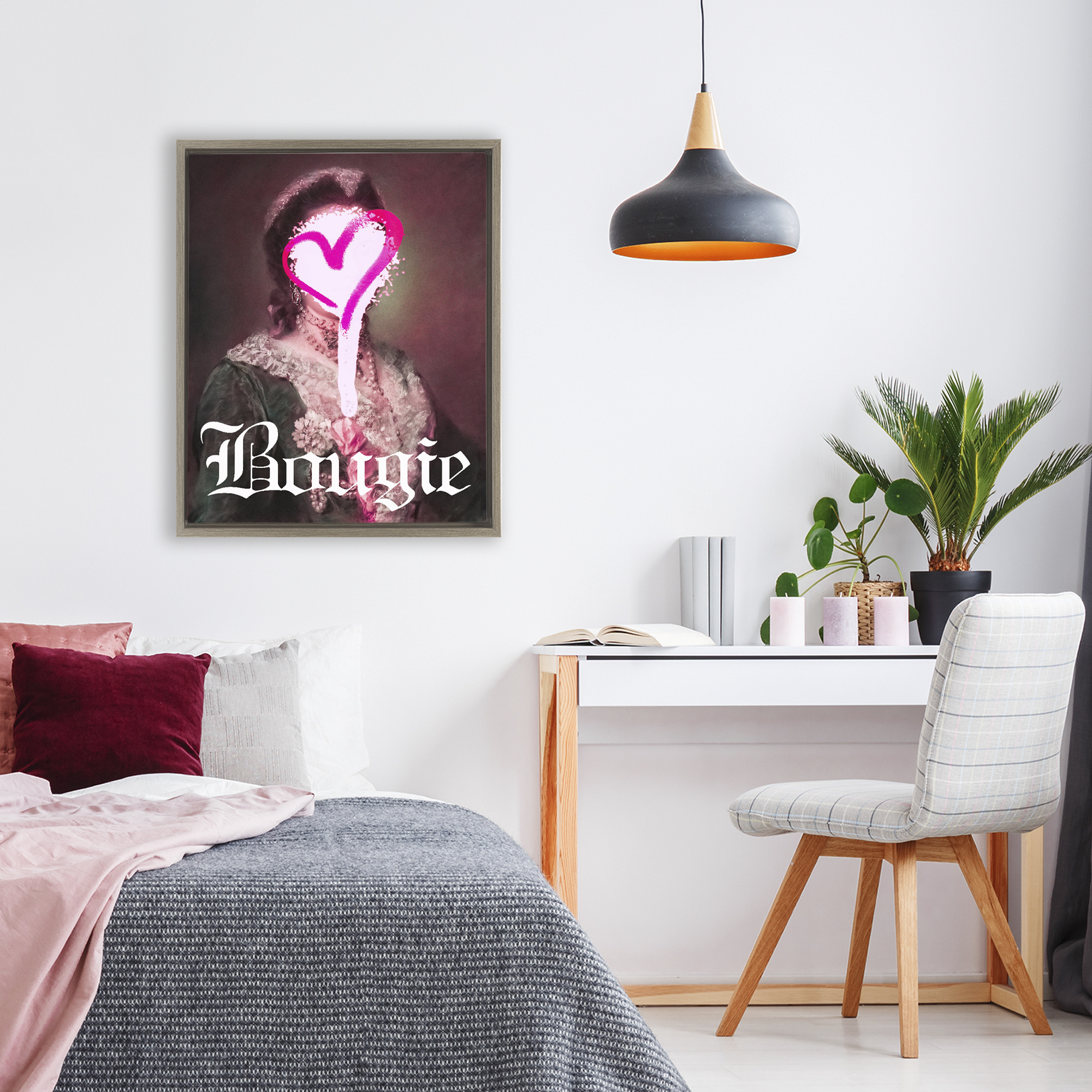 Bougie Classical Portrait Brown Framed Floater Canvas Wall Art, design by Lil' Rue