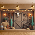 thumbnail image 5 of Wooden  Western Cowboy Banner Cactus Pattern Wild West Display Cow Skull Decor Ranch Party Backdrop for Cowboy Themed Parties Ranch Celebrations Wild West Events, 5 of 8
