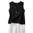 thumbnail image 2 of Tank Top for Women Loose Fit Sleeveless V Neck Camisole Tops Dressy Casual Eyelet Summer Flowy Cami Shirts Blouse Black XL, 2 of 6