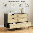 thumbnail image 4 of Natural Rattan 6 Drawer Dresser - Stylish Wooden Chest with Metal Legs, Versatile for Bedroom & Living Room - Waterproof, Ample Storage, Sturdy, Easy Assembly, 4 of 7