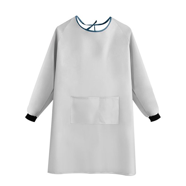Delantal de cocina, diseño de dibujos animados, a prueba de aceite, delantal impermeable con bolsillo de inserción para cocinar en casa, chef de restaurante, gris normal Feliz Sencillez