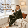 thumbnail image 2 of QATAINLAV Women's 2 Piece Flannel Pajama Set Long Sleeve Cute Pjs Sleepwear Fall Winter Homewear, 2 of 11