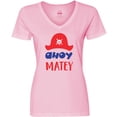 thumbnail image 3 of Inktastic Ahoy Matey, Pirate Hat, Skull and Bones - Red Blue Women's V-Neck T-Shirt, 3 of 5