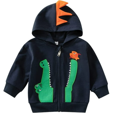 

PIKADINGNIS Toddler Baby Boys Hooded Jackets Coat Crocodile Long Sleeve Zip Up Hoodie Jacket Outwear Tops Fall Winter Clothes