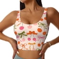 thumbnail image 1 of Fotbe Cherries And Bows Sujetador Deportivo Largo sin Aros para Mujer con Almohadillas y Soporte Medio, Transpirable y Absorbente, Camiseta Tipo Chaleco o Tank Top-Medium, 1 of 8