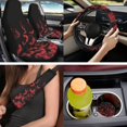 thumbnail image 2 of XYZCANDO Red Bats 14 Pack Auto Seat Covers Full Set Steering Wheel Cover Auto Center Console Armrest Pad Seat Belt Covers Headrest Covers Cup Coasters for Most Cars SUVs Sedans, 2 of 7
