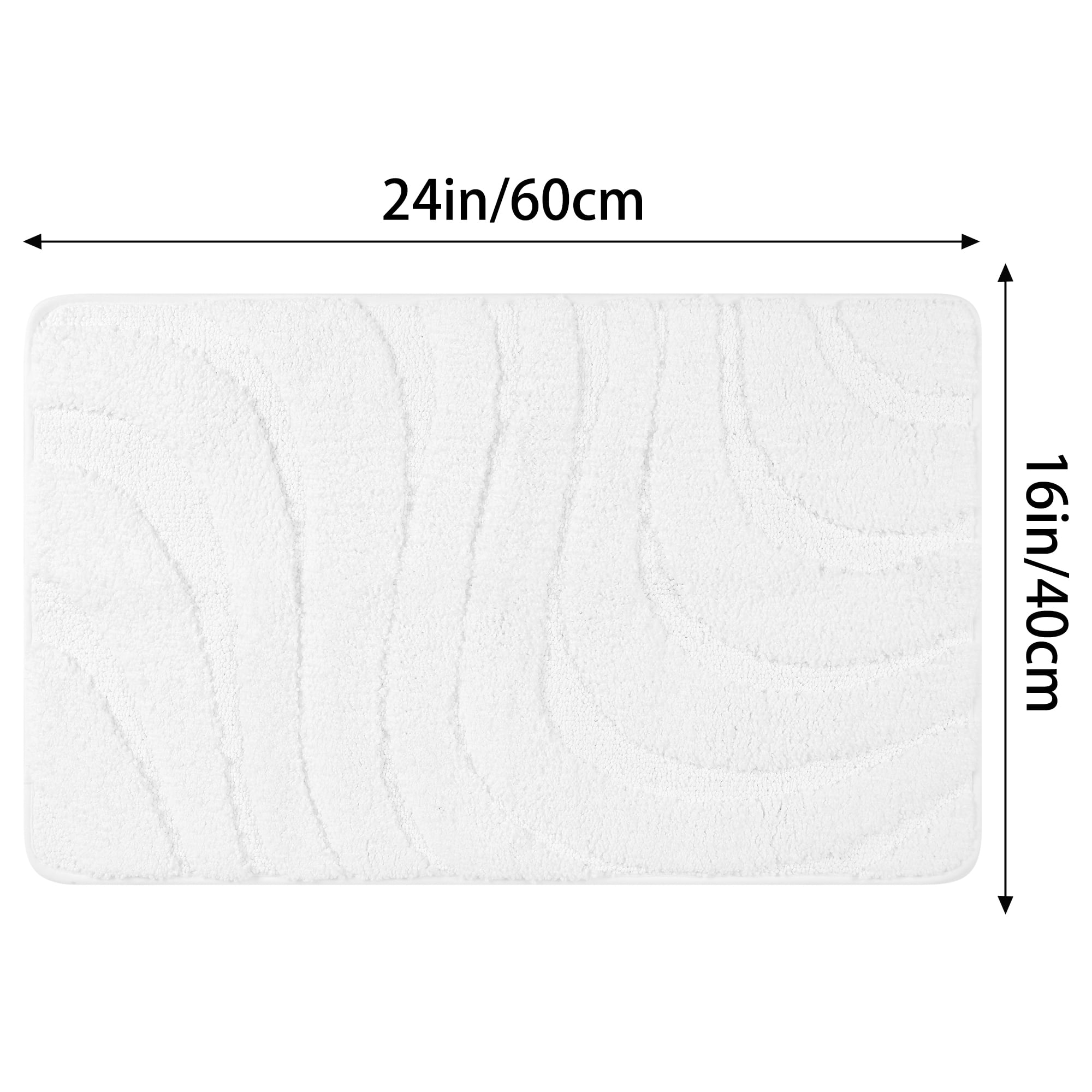 Unique Bargains 2 Pcs Geometry Absorbent Bathroom Rug White/Brown 16" x 24"