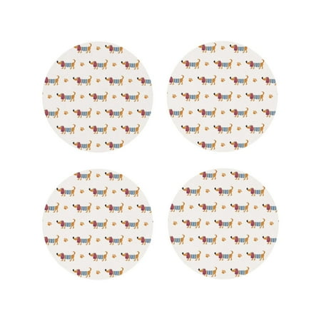 

Leather Coasters with Heat-resistant for Drinks Yellow Dachshund Dog Puppy -标题2 Round Shape