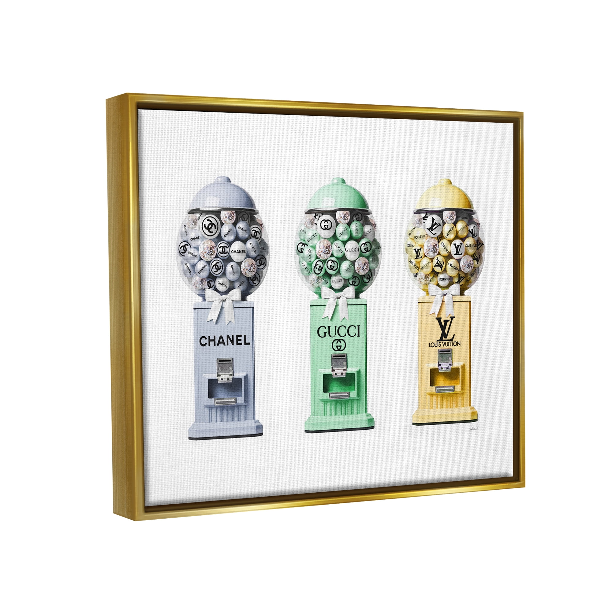 Stupell Industries Pastel Gumball Machines Beauty & Fashion Painting Gold Floater Framed Canvas Art Print Wall Art, 31 x 25