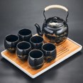thumbnail image 1 of Black Glaze Large Capacity Tea Set Simple Ceramic Handle Pot Tea Cup Set Home Office Gift Giving, 1 of 6
