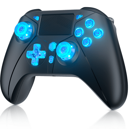 Wireless Controller for PS4, with LED RGB Light Compatible with Playstation 4 /Slim/Pro/PC (Black)