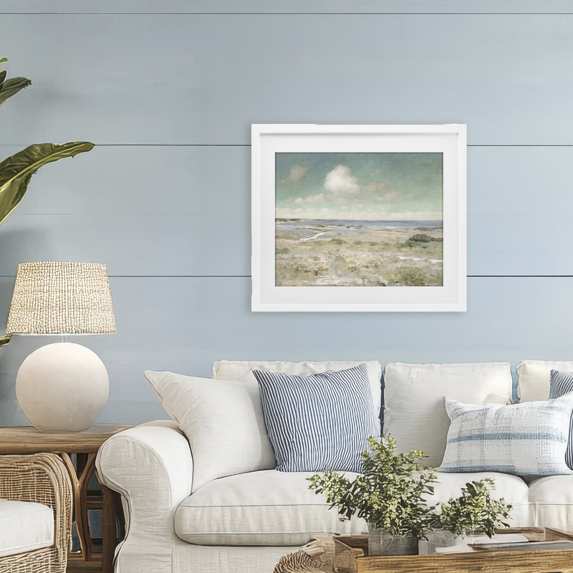 Stupell Industries Water View with Clouds White Framed Print Under Glass, design by Christy McKee