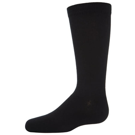 MeMoi Flat Bamboo Blend Boy's Crew Socks 3-Pack 10-12 / Black