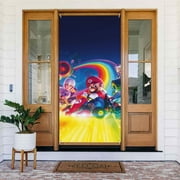 Movie Mario Door Cover Decorated Banner Tapestry Home Decoration Holiday Party Supplies Door Banner Porch Sign Banner 72.8 x 35.4 Inch