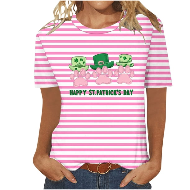Camisetas Casuales de Mujer Nueva Moda Impresa Cuello Tripulado Manga Corta, Top Ligero para Diario Y Fiesta