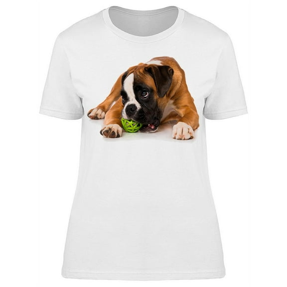 Boxer Biting A Ball T-Shirt Women -Image by Shutterstock, Female 3X-Large
