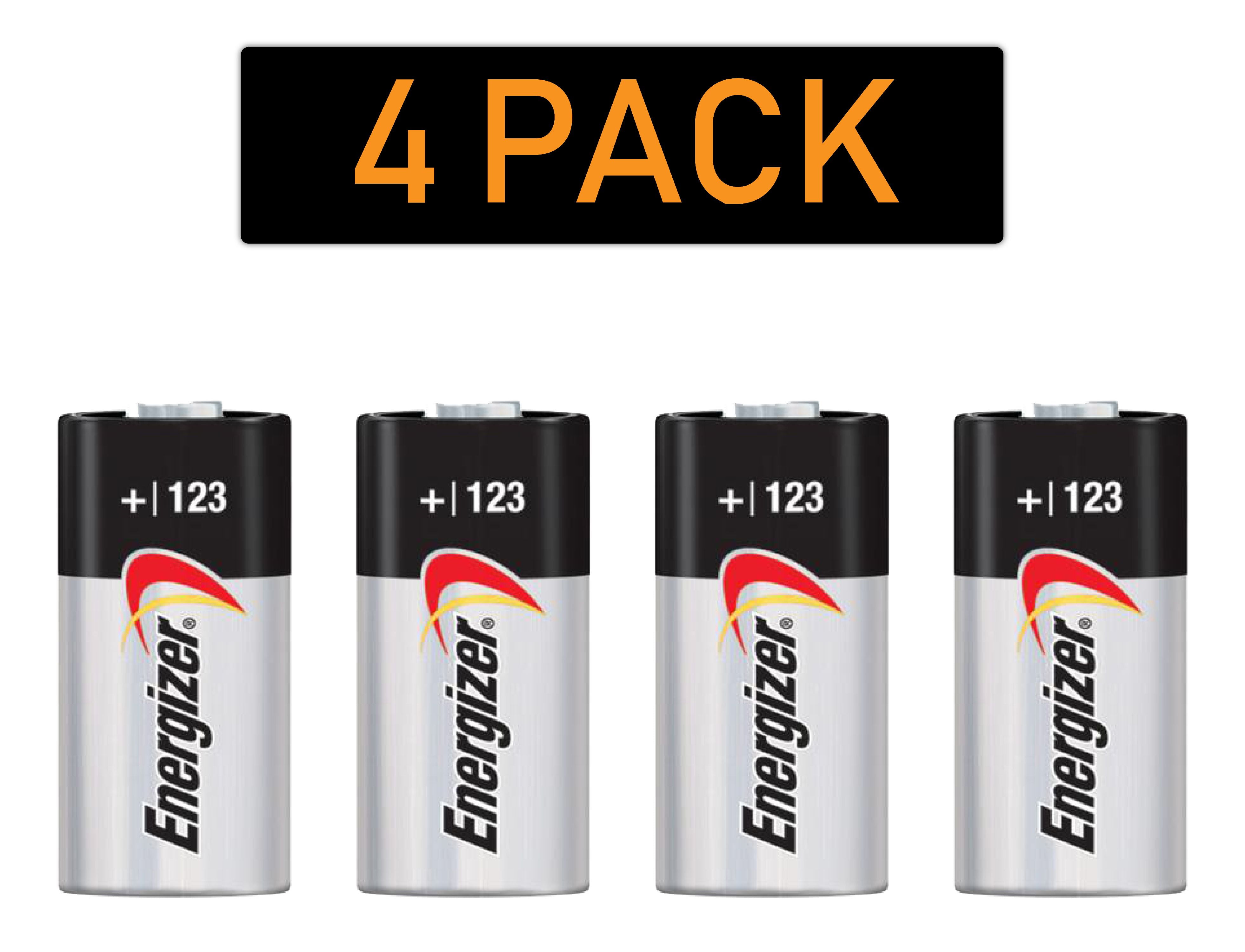 Energizer 123 (EL123), 3V Lithium Battery [EXP 122024] 4 Pack