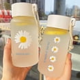 thumbnail image 1 of Botellas de agua de plástico transparente Margarita pequeña, 500ml, sin Bpa, creativa botella de agua esmerilada con cuerda portátil, taza de té de viaje Ns2 4 Daisies, 1 of 4